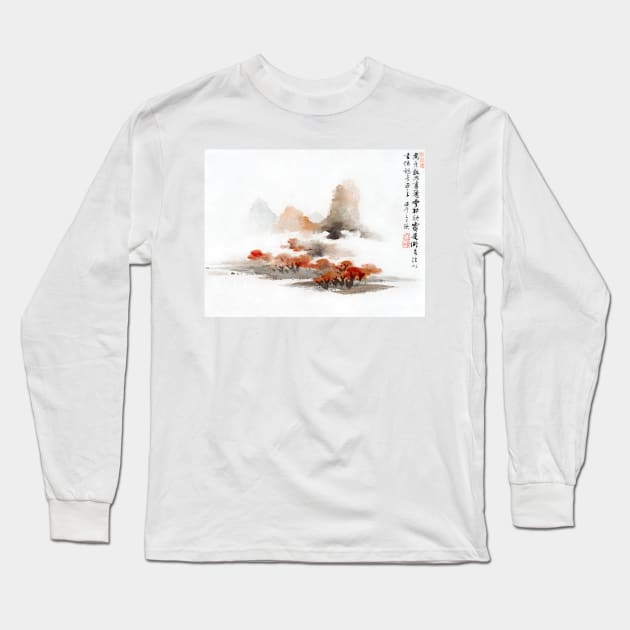 Chinese landscape (1248-1310) Vintage Painting by Lan Ying Long Sleeve T-Shirt by Oldetimemercan